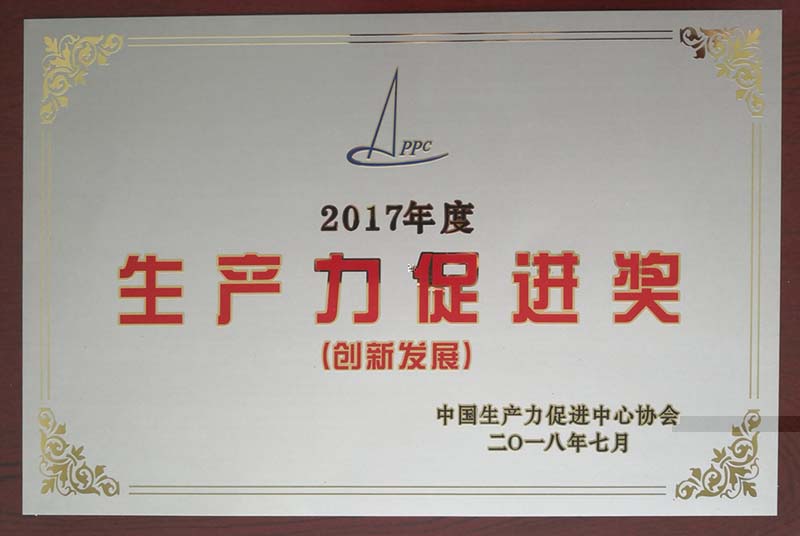 2017年度'生産力促進(創新發展)獎'-資質證書-遼甯中新